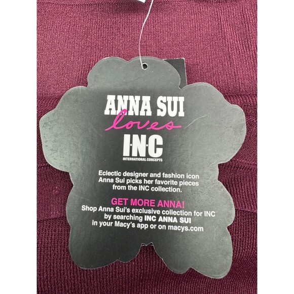 Anna Sui INC Women's Long Sleeve Blouse Size XXL Bell Sleeves Burgundy NWT - Picture 10 of 12